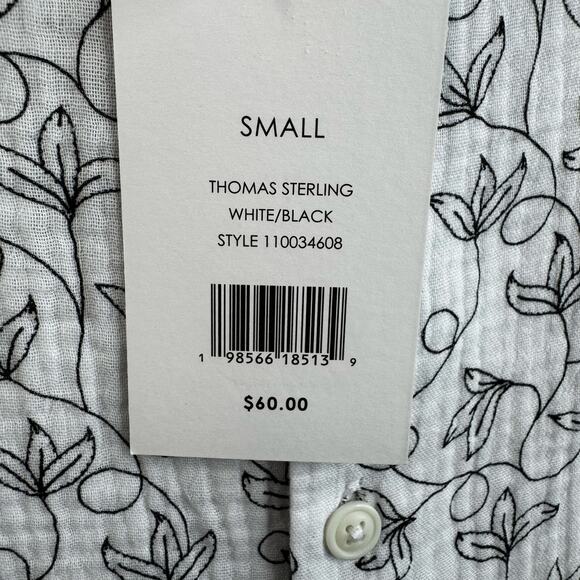 Thomas Sterling Men's Cotton Button Shirt Small Abstract Vine Print NWT - Picture 5 of 9